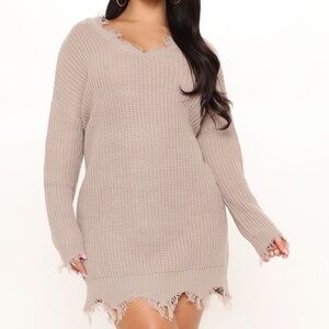 Fashion Nova Sarabeth Sweater Mini Dress Size XS Nude Tan